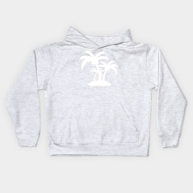 White Coconut Tree Summer Tropic Design on Gray Kids Hoodie by Syressence